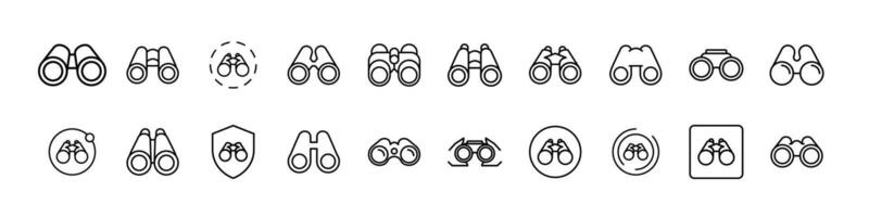 Binocular Line Icon Bundle.Outline Signs for Graphic and Web Design, Apps, Adverts, Various Cards vector