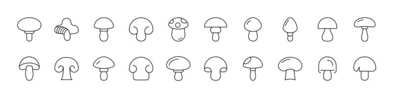 Bundle of Mushroom Related Line Icons. Outline Signs for Graphic and Web Design, Apps, Adverts, Various Cards vector