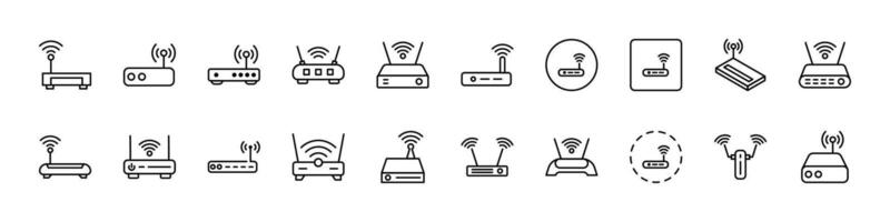 Wi Fi Router Icon Set for UI, Placards, Books, Apps. Editable Stroke. Perfect for Web Sites, Books, Cards, Apps vector