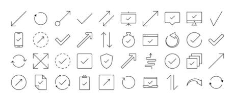 Various Arrows Bundle of Related Line Icons. Outline Signs for Graphic and Web Design, Apps, Adverts, Various Cards vector