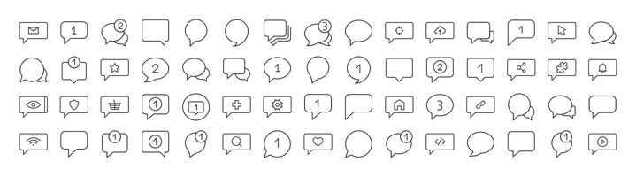Various Speech Bubbles Line Icon Set. Outline Signs for Graphic and Web Design, Apps, Adverts, Various Cards vector