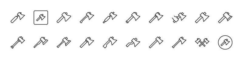 Axe Outline Web Line Icons Collection. Minimalistic Linear Pictogram for Web and Graphic Design, Apps, Banners, Social Network and Cards vector