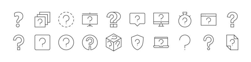 Question Line Icon Pack. Outline Signs for Graphic and Web Design, Apps, Adverts, Various Cards vector