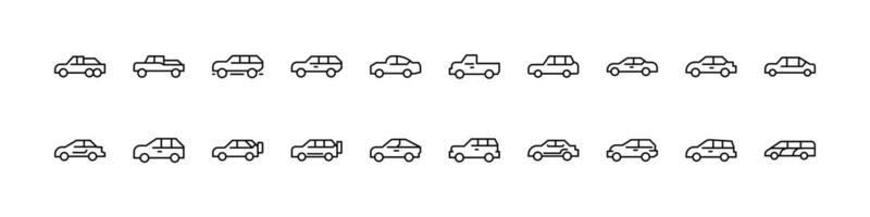 Car Icon Set for UI, Placards, Books, Apps. Editable Stroke. Perfect for Web Sites, Books, Cards, Apps vector