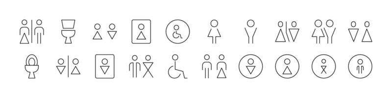 Toilet Icon Set for UI, Placards, Books, Apps. Editable Stroke. Perfect for Web Sites, Books, Cards, Apps vector