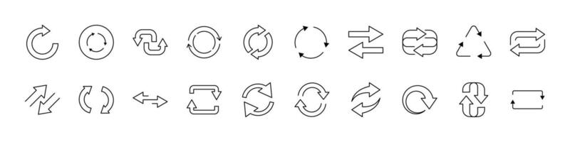 Arrow Round Line Icon Bundle. Outline Signs for Graphic and Web Design, Apps, Adverts, Various Cards vector