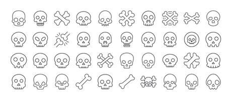 Skull Line Icon Pack. Outline Signs for Graphic and Web Design, Apps, Adverts, Various Cards vector