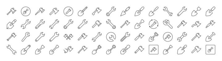 Brick Walls, Floor Plan, Building Thin Line Icon Set. Outline Signs for Graphic and Web Design, Apps, Adverts, Various Cards vector