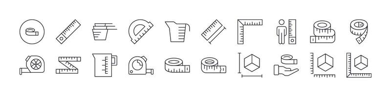 Measure Tape Bundle of Thin Icons. Editable Stroke. Perfect for Web Sites, Books, Cards, Apps vector