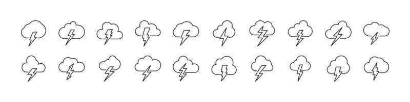 Lightning Related Icon Set. Editable Stroke. Perfect for Web Sites, Books, Cards, Apps vector