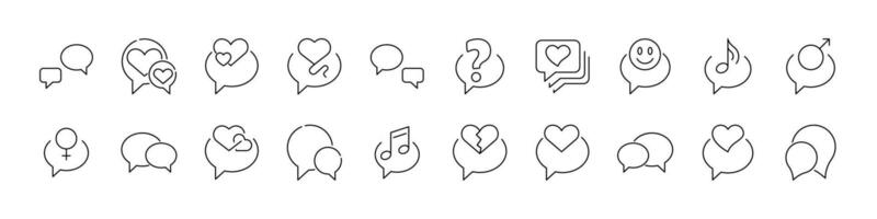 Simple Linear Icons of Speech Bubble. Minimalistic Linear Pictogram for Web and Graphic Design, Apps, Banners, Social Network and Cards vector