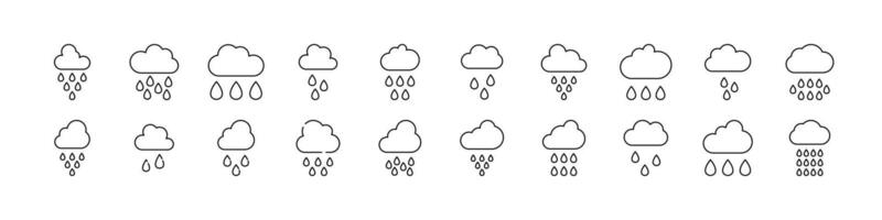 Bundle of Weather Related Line Icons. Rain Outline Signs for Graphic and Web Design, Apps, Adverts, Various Cards vector