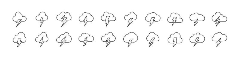 Lightning Icon Set for UI, Placards, Books, Apps. Editable Stroke. Perfect for Web Sites, Books, Cards, Apps vector