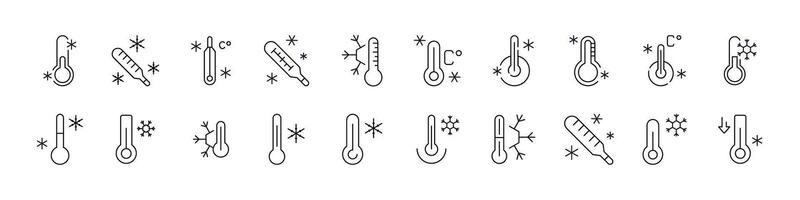 Thermometer and Snow Modern Outline Style Icons for Design, Cards, Apps, Social Networks vector