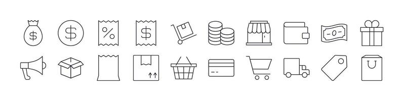 Shopping Collection of Thin Icons. Editable Stroke. Perfect for Web Sites, Books, Cards, Apps vector