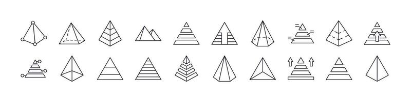 Pyramid Icon Set for UI, Placards, Books, Apps. Editable Stroke. Perfect for Web Sites, Books, Cards, Apps vector