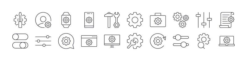 Settings Simple Isolated Line Icons Collection. Editable Stroke. Perfect for Web Sites, Books, Cards, Apps vector