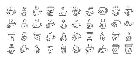 Coffee Beans with Mug Modern Outline Style Icons for Design, Cards, Apps, Social Networks vector