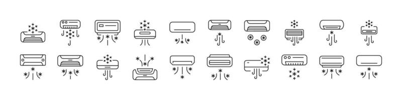Cooling Air Conditioner Line Icon Collection. Outline Signs for Graphic and Web Design, Apps, Adverts, Various Cards vector