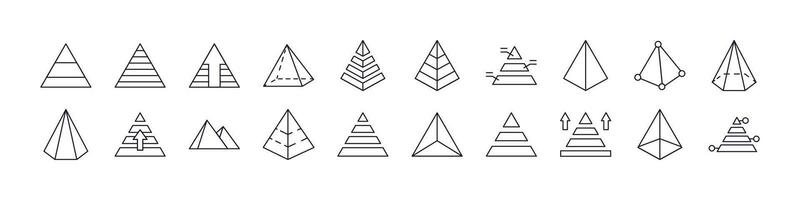 Pyramid Related Line Icons for Web Sites, Books, Cards, Apps. Editable Stroke. Perfect for Web Sites, Books, Cards, Apps vector