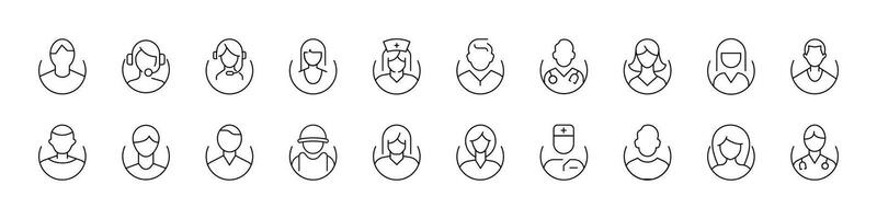 Set of Various Avatars Related Line Icons. Outline Signs for Graphic and Web Design, Apps, Adverts, Various Cards vector