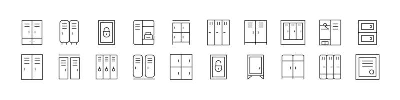 Locker Related Line Icons for Web Sites, Books, Cards, Apps. Editable Stroke. Perfect for Web Sites, Books, Cards, Apps vector