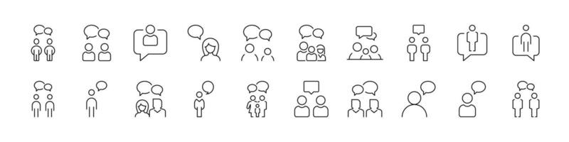 People and Speech Bubble Line Icon Collection. Outline Signs for Graphic and Web Design, Apps, Adverts, Various Cards vector