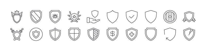 Shield Thin Icons Collection. Editable Stroke. Perfect for Web Sites, Books, Cards, Apps vector