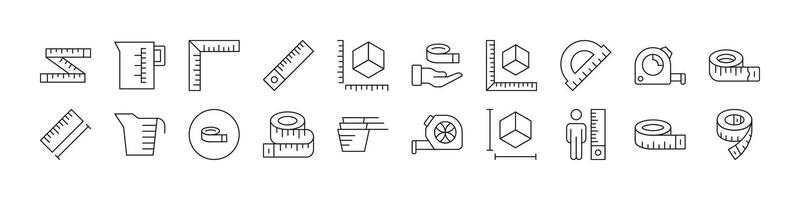 Measure Tape Related Line Icons for Web Sites, Books, Cards, Apps. Editable Stroke. Perfect for Web Sites, Books, Cards, Apps vector