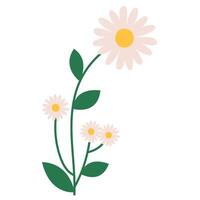 cute flower with leafs isolated icon illustraton design vector