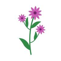 Flower with leafs isolated icon illustraton design vector