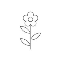 cute flower with leafs decoration illustration design line style icon vector
