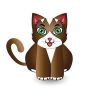 Cat, kitten sitting on a white background. Cute animal in cartoon style. vector