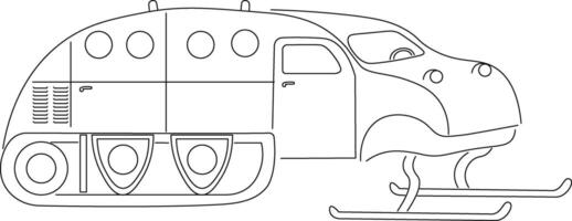 retro snowmobile in doodle style vector
