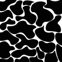 Black and white cow print seamless pattern. Retro abstract pattern in monochrome color. Trendy art splash wallpaper design. vector