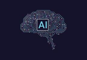 Artificial intelligence with brain chipset on circuit board in futuristic concept technology artwork for web, banner, card, cover. illustration vector