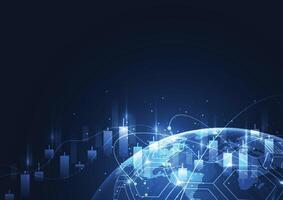 Global network connection with graph in futuristic concept for financial. World map point and Global business. Illustration vector
