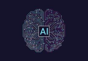 Artificial intelligence with brain chipset on circuit board in futuristic concept technology artwork for web, banner, card, cover vector