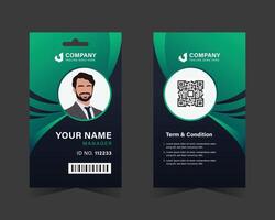 Id card template with green abstract gradient, Employee card design template vector
