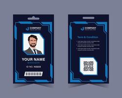 Professional Employee ID Card with abstract techno shape vector