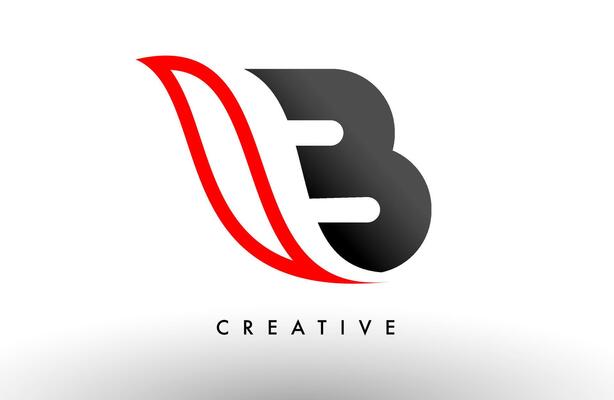 B letter logo Icon Design. Modern Swoosh Red and Gray Alphabet letter concept