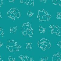 Outline Seamless Pattern of Elephant Propeller cap Background for Fashion Wrapping Print Fabric vector