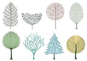 Stylized Tree Illustration Set Isolated On A White Background. vector