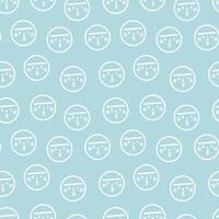 seamless minimal smile line art 3 repeat pattern in blue background vector