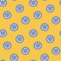 seamless minimal smile line art 6 repeat pattern in yellow background vector