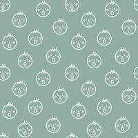 seamless minimal smile 2 line art repeat pattern in green background vector