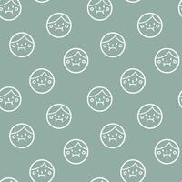 seamless minimal smile line art 4 repeat pattern in green background vector