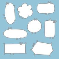 collection set of minimal doodle hand draw speech bubble balloon grey color, think speak talk text box banner vector