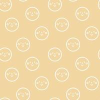 seamless minimal smile line art 5 repeat pattern in yellow background vector