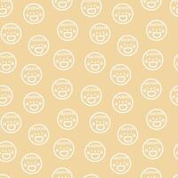 seamless minimal smile line art 4 repeat pattern in yellow background vector
